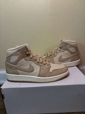 Jordan Women’s High-Top Sneakers in Cream and Tan